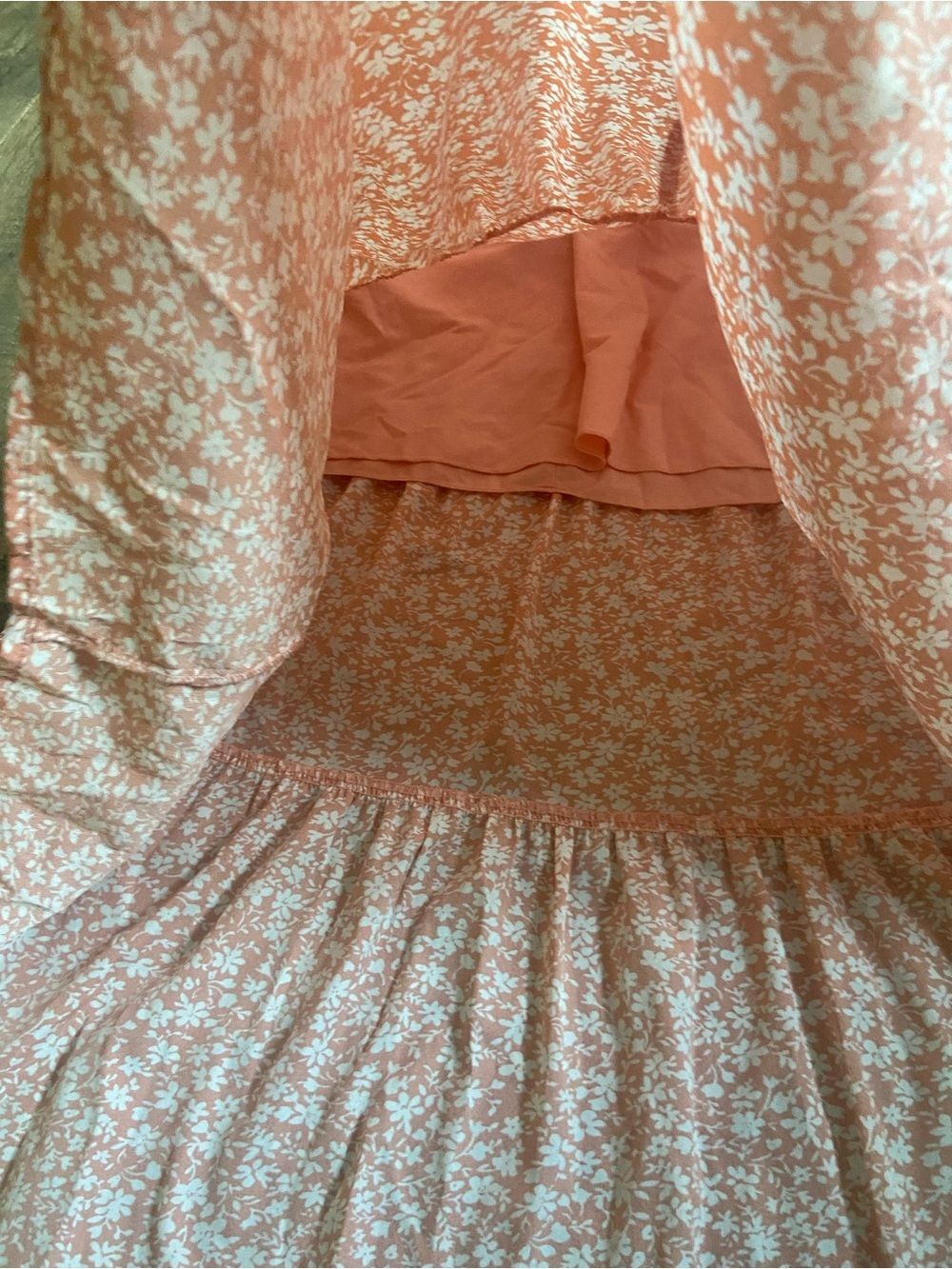 PrettyGarden S Floral Tiered Draw String Waist Soft Orange Dress Vaca spring - Picture 7 of 11